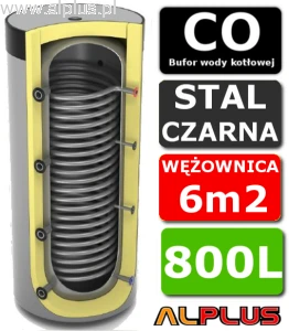 Bufor do pompy ciepła 800L Lemet z wężownicą MAXI - zbiornik buforowy akumulacyjny,  189cm x 96cm, 800 litrów, wężownica 6,0m2, wysyłka gratis
