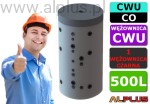 Bufor higieniczny KHT 500L NISKI AEM Symetric Hygienic  z wężownicą nierdzewną 5m2 i 1 wężownicą czarną 2,4m2,  zbiornik 2w1 - do magazynowania wody kotłowej i ogrzewania CWU, 500 (442L) litrów, wymiary 81/65cm x 168cm, klasa C, wysyłka gratis 
