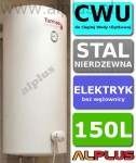 Bojler elektryczny 150L nierdzewny pionowy wiszący, z grzałką 2kW lub inną do wyboru, 150 litrów, bez wężownicy, ze stali nierdzewnej kwasoodpornej, wymiary 46cmx 120cm, Wysyłka gratis 