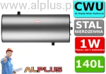 Poziomy bojler dwupłaszczowy TERMICA 140L nierdzewny, wymiary 130x54cm, klasa C, jak 1W, wysyłka gratis