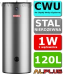 TERMICA 120L 1W nierdzewny wymiennik do CWU z 1 wężownicą 0,84m2, klasa B, Podgrzewacz CWU Bojler 120 litrów , wymiary 54cm x 126cm, WW120, Wysyłka gratis 
