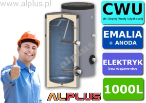 Bojler elektryczny 1000L emaliowany, bez wężownicy, 2 przyłącza na GRZAŁKI 230V lub 400V,  wymiary 205cm x 105cm/85cm,  OEM CERAMIC V2 1000 litrów (962L), wysyłka gratis