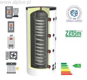 Bufor higieniczny KHT 400L klasa A z wężownicą nierdzewną 4m2, HPh-10-400-GP-PU, zbiornik 2w1 , 400 (393L) litrów, wymiary 74cm x 166cm, wysyłka gratis