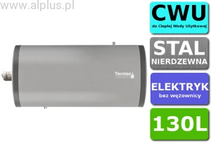 Bojler elektryczny POZIOMY nierdzewny Termso 130L, z grzałką 2kW lub inną do wyboru, 116cm x 42cm, 130 litrów, bez wężownicy, Wysyłka gratis 