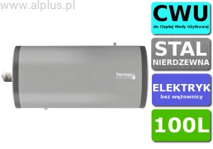 Bojler elektryczny POZIOMY nierdzewny Termso 100L, z grzałką 2kW lub inną do wyboru, 92cm x 46cm, 100 litrów, bez wężownicy, Wysyłka gratis 