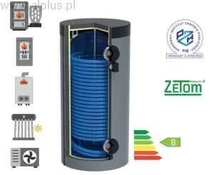 Zbiornik emaliowany 1000L PC z 1 wężownicą 7,92m2 do pompy ciepła HP, wymiary 204cmx102cm/85cm, rzeczywista poj. 860L, możliwe 2 GRZAŁKI, KHT ВТM-1000-GPPS, klasa B,  wysyłka gratis