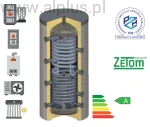 Bufor higieniczny KHT 200L klasa B z wężownicą nierdzewną 3,5m2 i 1 wężownicą czarną 1,2m2, HPh-B-11-200-GP-PU,  zbiornik 2w1 - do magazynowania wody kotłowej i ogrzewania przepływowo wody użytkowej, 200 (220L) litrów, wymiary 64cm x 137cm, wysyłka gratis