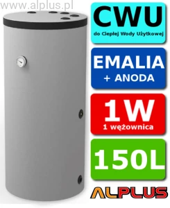 Podgrzewacz OEM CERAMIC V1 GAS 150 G z 1 wężownicą 1W 1,22m2, 150L emaliowany do podgrzewania CWU, przyłącza od góry, bojler 150 (141L) litrów, klasa B, możliwość grzałki pod wężownicą, wymiary 101x60cm, wysyłka gratis