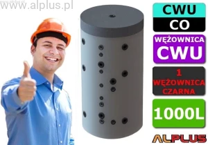 Bufor higieniczny KHT 1000L AEM Symetric Hygienic z wężownicą nierdzewną 6,1m2 i 1 wężownicą czarną 3m2,  zbiornik 2w1 1000 (830L) litrów, wymiary 79/95cm x 201cm, klasa C, wysyłka gratis