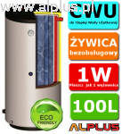 ERMET 100l WISZĄCY pionowy dwupłaszczowy bojler do CWU - wymiennik  bezobsługowy, wymiary  106 cm x 49 cm - WYSYŁKA GRATIS
