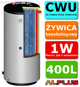 ERMET 400l (572L) pionowy dwupłaszczowy bojler do CWU, bezobsługowy, klasa B, wymiary 142x83cm,  wysyłka gratis