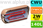 ERMET 140l dwupłaszczowy z wężownicą poziomy bojler do CWU - podgrzewacz wymiennik bezobsługowy, na 2 źródła ciepła, solarny - WYSYŁKA GRATIS 