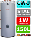 Bojler nierdzewny Termica 150L z 1 wężownicą do kotłów gazowych lub innych, przyłącza od góry,  150 litrów, 103cm x 62,5cm, do gazu i fotowoltaiki, Wysyłka gratis