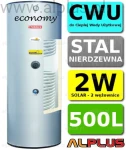 TERMICA 500L 2W Economy Nierdzewka z  2 Wężownicami, Zbiornik Podgrzewacz CWU Wymiennik Bojler Nierdzewna Stal, Wysyłka gratis